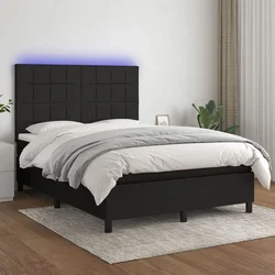 shumee Box spring postelja z vzmetnico LED črna 140x190 cm blago