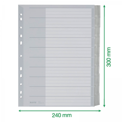 LEITZ LOČILNI LISTI LEITZ, NADSTANDARDNA ŠIRINA, SIVI, 10 KOSOV