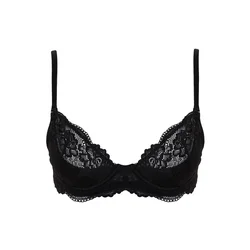 Trendyol Black Lace Rope Strap Demi Covered Knitted Bra
