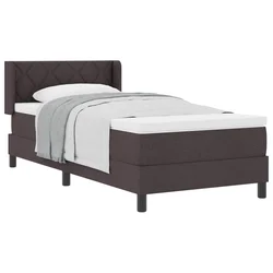 Vidaxl Postelja z vzmetnico z vzglavjem Temno rjava 200 x 90 cm blago