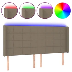 LED uzglavlje smeđesivo 183 x 16 x 118/128 cm od tkanine