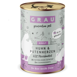 GRAU Schlemmertöpfchen brez žit 6 x 400 g - Piščanec & puranja srca