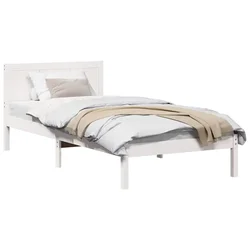 Vidaxl Konstrukcija postelje Bela 90 x 190 cm Trden borov les