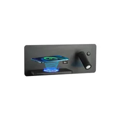 Immax 08288L-LED Zidno svetlo sa podesivim držačem, USB priključkom i bežičnim punjenjem LED/3W/230V + LED/3W