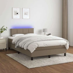 shumee Box spring postelja z vzmetnico LED taupe 120x200 cm blago