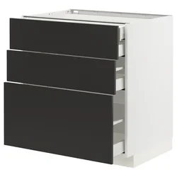 METOD / MAXIMERA Pod.elem.3front/2dnj/1srd/1vis.fiok, bela/Nickebo boja antracita, mat, 80x60 cm