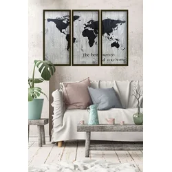 Wallity Dekorativne uramljene slike, 70x33cm, 3 komada, Šarene
