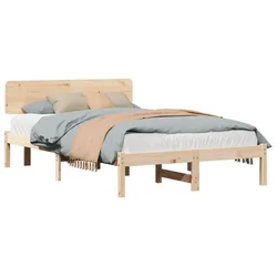 Vidaxl Konstrukcija postelje Naravna 120 x 190 cm Masivno borovo les