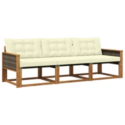 Set vanjskih sofa s jastukom 3 pcs Prirodna i krem
