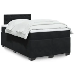 VIDAXL Box spring postelja z vzmetnico črna 120x190 cm žamet