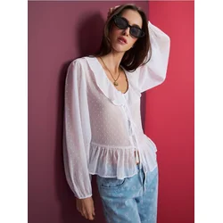 Sinsay - Bluza sa ukrasnim volanima - belo