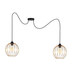 Luster na sajli MATT 2xE27/60W/230V pauk crna/bakarna