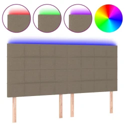 Vidaxl LED posteljno vzglavje taupe 180x5x118/128 cm blago