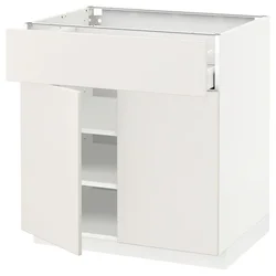 METOD/MAXIMERA Podstav omr s predalom/2 vrati, bela/Veddinge bela, 80x60 cm