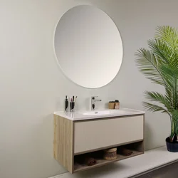 HANAH HOME Kupatilski ormarić sa umivaonikom i ogledalom (2 komada) Elegant Light Walnut