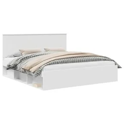Vidaxl Konstrukcija postelje Bela 200 x 200 cm Masivno borovo les