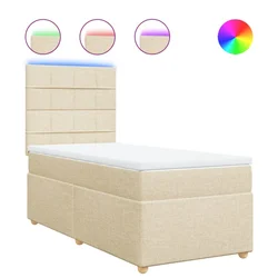 Vidaxl Box spring postelja z vzmetnico krem 100x200 cm blago