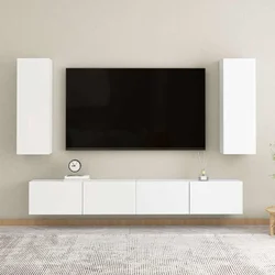 Vidaxl Komplet TV omaric 4-delni bela iverna plošča