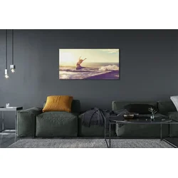 tulup.si Slika na platnu Ženska oblaki jezero 125x50 cm