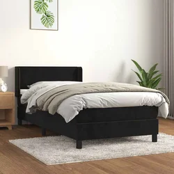 Greatstore Box spring postelja z vzmetnico črn 90x190 cm žamet