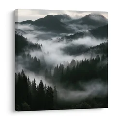 Slika temne gore nad gozdno meglo - 20x20