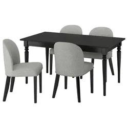 ROSENTORP / ROSENTORP Sto i 4 stolice, crna/Tibbleby bežsiva crna, 155/215x87 cm