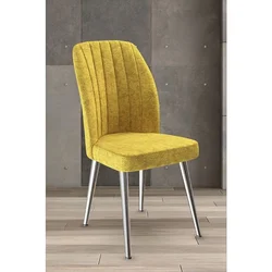 Hanah Home set trpezarijskih stolica Platinum 6 kom, senf žuta tkanina Jerry, hromirane metalne noge