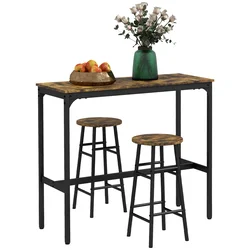 HOMCOM HOMCOM komplet barske mize MDF, jeklo 105D x 40Š x 90V cm Rustikal rjav, (5000242445)
