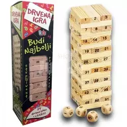 Drvena kula / 54 drvena bloka + 4 kockice