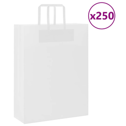 Papirnate vrećice 250 kom s ručkama bijele 32x12x42 cm