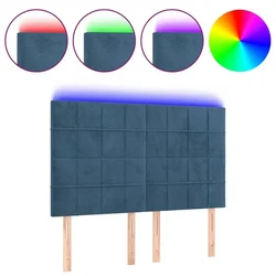 Vidaxl LED posteljno vzglavje temno modro 144x5x118/128 cm žamet
