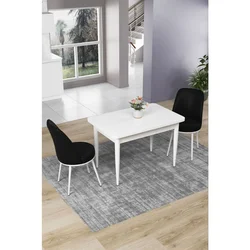 Hanah Home trpezarijski set Nil, sto i 2 stolice, bela ploča, crna tkanina Babyface