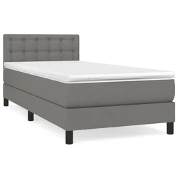 Vidaxl Box spring postelja z vzmetnico temno siva 90x190 cm blago