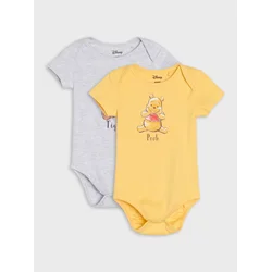 Sinsay - Pamučni bodi sa printom 2 pack Winnie the Pooh - boja pšenice