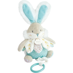 Doudou Darilni set - Plišasti zajček igra melodijo 20 cm turkizna
