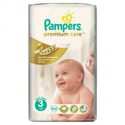 PAMPERS PREMIUM CARE, pelene s trakicama za učvršćivanje, veličina 3 (Midi), 4-9 kg, 60 komada pelena