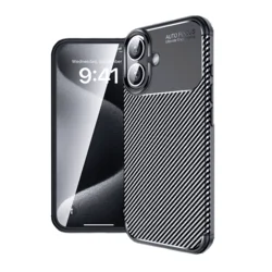 Maska za telefon Carbon Defender za iPhone 16, Crna