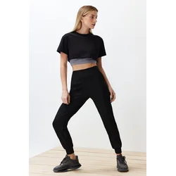 Trendyol Black Diving/Scuba Fabric Comfort Fit Knitted Sports Sweatpants