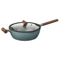 KLIPPFISK Duboki tiganj s poklopcem, neprianjajući sloj staklo/drvo tirkiznosiva, 28 cm