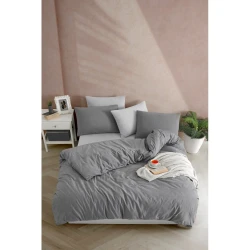 Antracitno siva enojna posteljnina 140x200 cm Yarn Dyed – Mijolnir