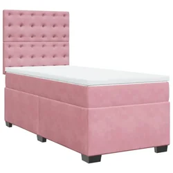Vidaxl Box spring postelja z vzmetnico roza 100x200 cm žamet