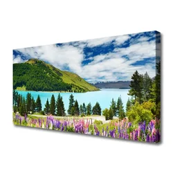 tulup.si Slika na platnu Mountain forest lake landscape 125x50 cm