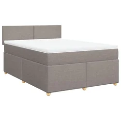 Vidaxl Box spring postelja z vzmetnico taupe 140x190 cm blago