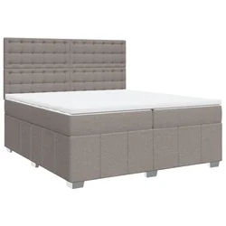 Vidaxl Box spring postelja z vzmetnico taupe 200x200 cm blago