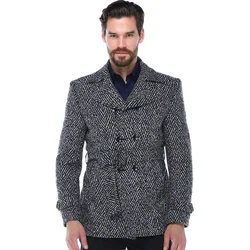 K7539 DEWBERRY SLIM-FIT MENS COAT-PATTERNED NAVY BLUE 2