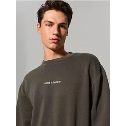 Sinsay - Crewneck duks sa natpisom - khaki