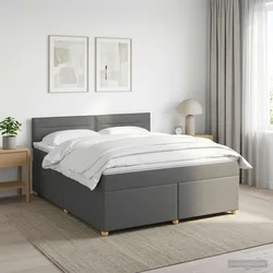 Boxspring krevet s madracem Tamnosiva 140 x 190 cm Tkanina 144 x 190 x 100.5 cm