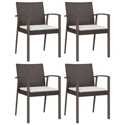 Vrtne stolice s jastucima 4 kom smeđe 56,5x57x83 cm poliratan