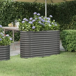 Povišena vrtna gredica od pocinčanog čelika 114 x 40 x 68 cm sivi