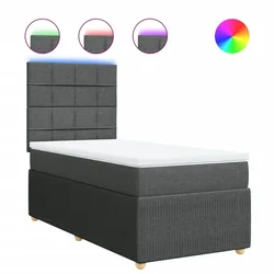 Vidaxl Box spring postelja z vzmetnico temno siva 90x190 cm blago